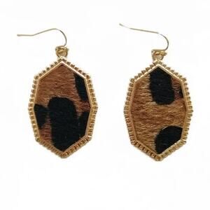 Lulu's Gold Plated Leopard Pattern Pony Hair Earrings